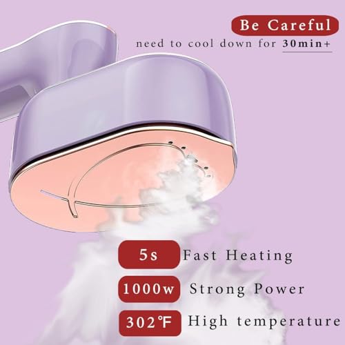 HFLYJPYW Mini Steam Iron for Clothes, Travel Steamer for Clothes Portable, Micro Steam Iron Mini Handheld Steamer Support Dry And Wet Ironing for Home Travel （Purple） - Image 3
