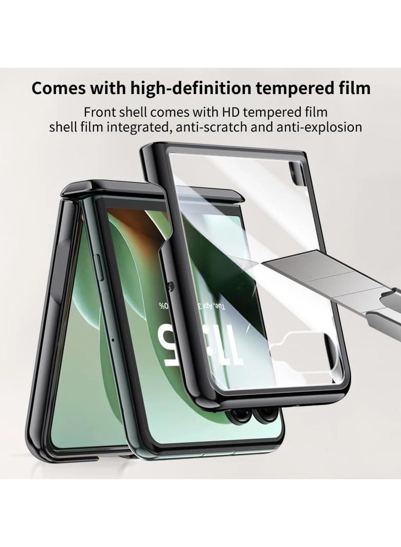 عام **غطاء Motorola Razr 60 Ultra المغناطيسي الواقي [بشاشة عالية الدقة مدمجة] [يدعم الشحن اللاسلكي] - حافظة شفافة مطلية بحامل دوار 360 درجة.** - Image 3