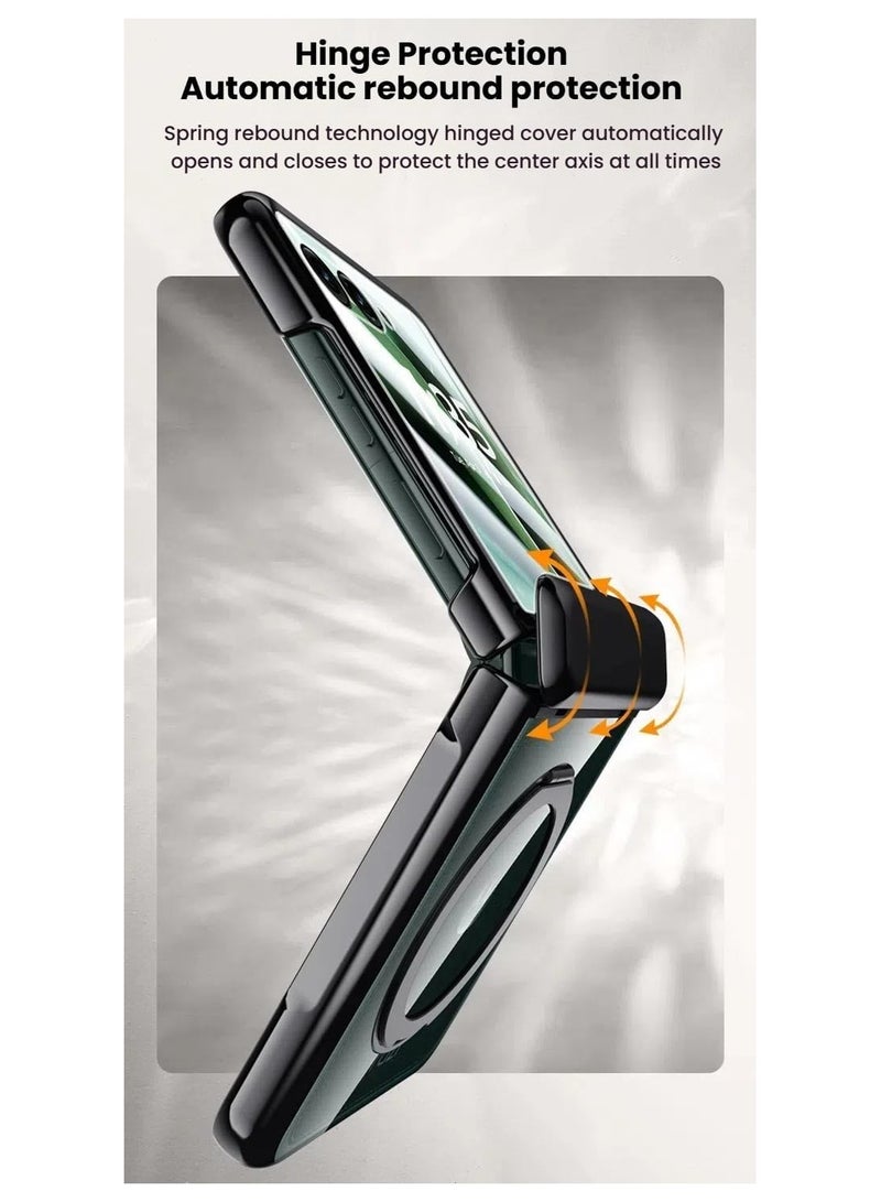 عام **غطاء Motorola Razr 60 Ultra المغناطيسي الواقي [بشاشة عالية الدقة مدمجة] [يدعم الشحن اللاسلكي] - حافظة شفافة مطلية بحامل دوار 360 درجة.** - Image 5