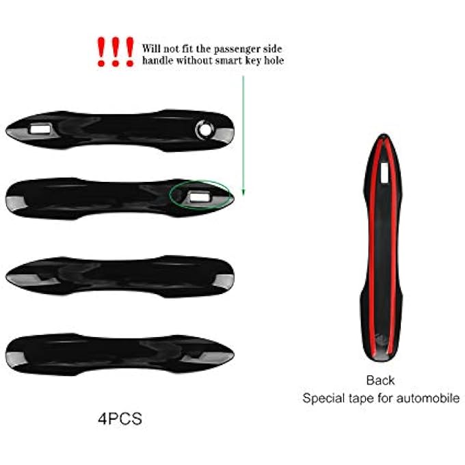 rayihni Compatible With Toyota Camry Corolla Avalon Pruis Accessories Sporty Car Auto Exterior Door Handle Cover Trims With 2 Smart Entry Holes Glossy Black - Image 3