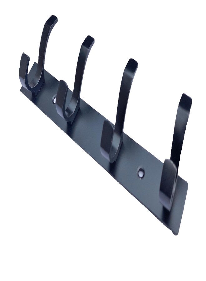 GHAR DWAR S Type Stainless Steel Pin Cloth Hanger Wall Hooks Rail for Hanging Clothes Bathroom Wall Door for Hanging Keys,Towel (4 Pin Black, Pack of 1) - Image 1