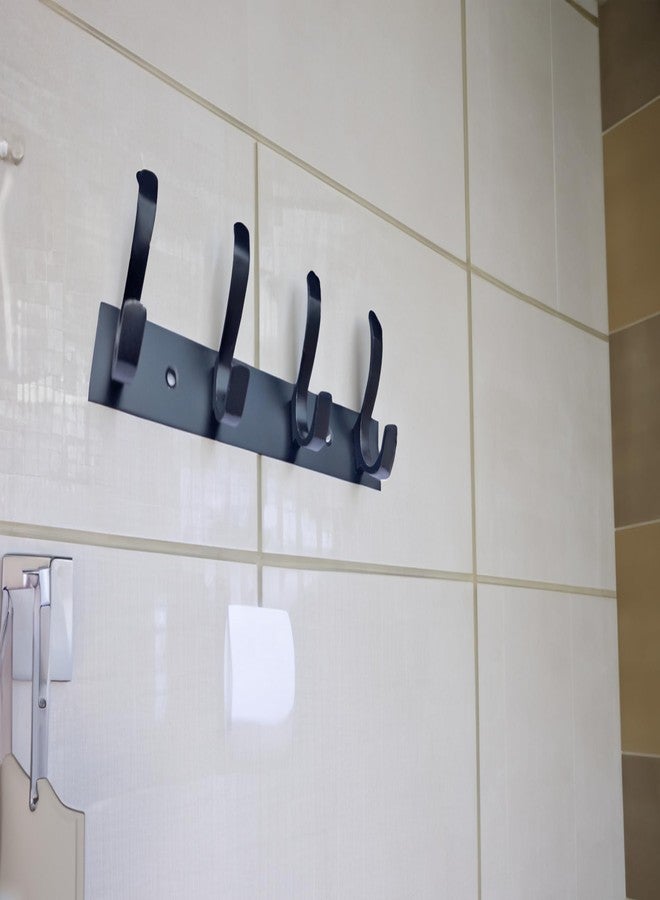 GHAR DWAR S Type Stainless Steel Pin Cloth Hanger Wall Hooks Rail for Hanging Clothes Bathroom Wall Door for Hanging Keys,Towel (4 Pin Black, Pack of 1) - Image 2