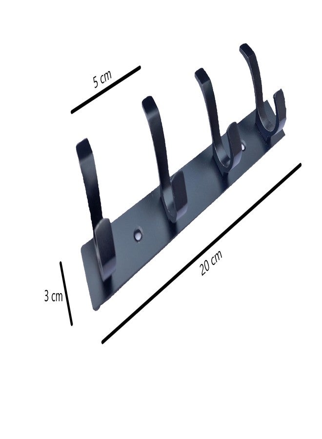 GHAR DWAR S Type Stainless Steel Pin Cloth Hanger Wall Hooks Rail for Hanging Clothes Bathroom Wall Door for Hanging Keys,Towel (4 Pin Black, Pack of 1) - Image 3