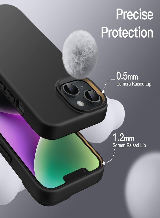 جراب Elzzi® متوافق مع iPhone 14، جراب من السيليكون السائل، غطاء حماية كامل للجسم، مقاوم للصدمات، جراب هاتف نحيف، بطانة من الألياف الدقيقة الناعمة المضادة للخدش، 6.1 بوصة (أسود) - Image 3