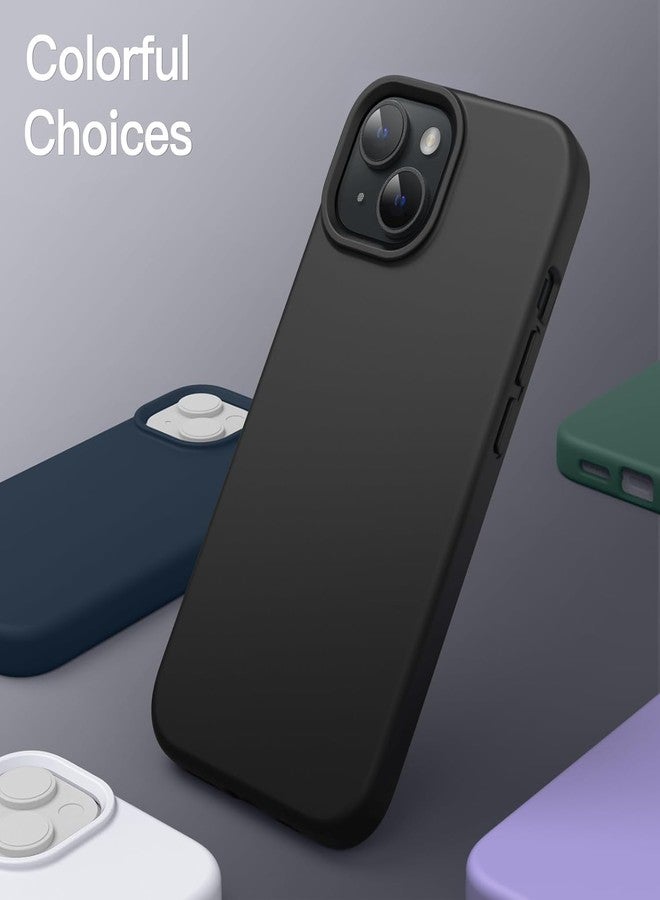 جراب Elzzi® متوافق مع iPhone 14، جراب من السيليكون السائل، غطاء حماية كامل للجسم، مقاوم للصدمات، جراب هاتف نحيف، بطانة من الألياف الدقيقة الناعمة المضادة للخدش، 6.1 بوصة (أسود) - Image 5