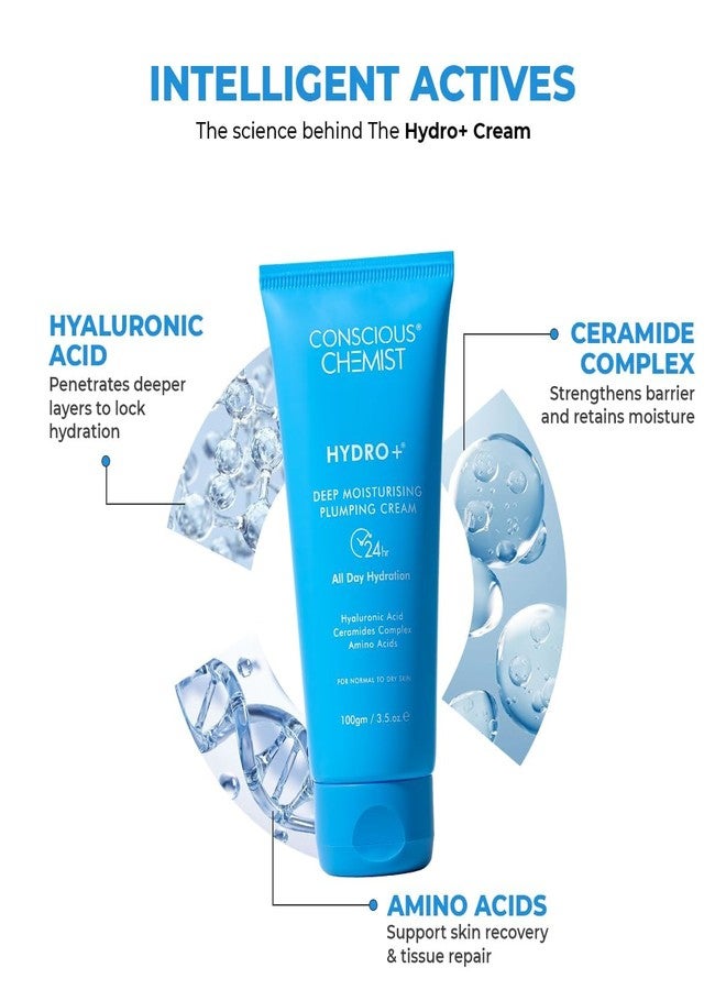 Conscious Chemist Hyaluronic Acid Moisturizer, for Dry Skin Face, Ceramide Moisturizer, Face Cream for Men & Women, Dehydrated Skin, For Normal to Dry Skin - Hydro+ (Pack of 2) - Image 2