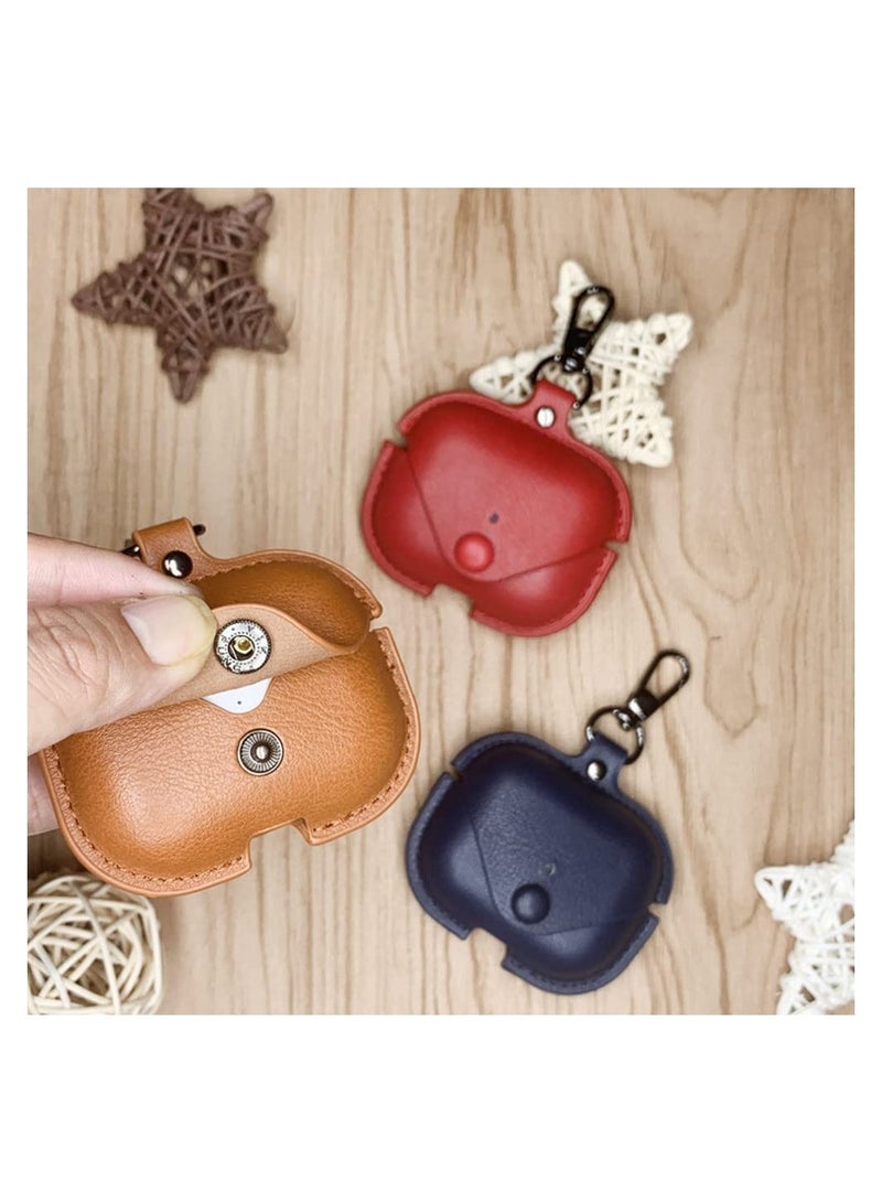 حافظة جلدية أصلية متوافقة مع حافظة AirPods Pro، غطاء واقي لسماعات Apple AirPods Pro، غطاء جلد ناعم مع خطاف سلسلة المفاتيح - Image 3