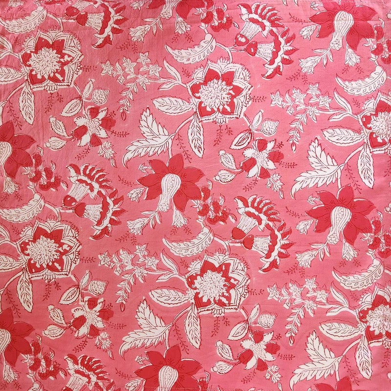 AVKA Studio Craftbot Thin Washable Cotton Napkin 18x18 inches  Lightweight Cloth Printed Napkins Set of 12  Everyday Use or Dinner Party and Events  Pink Floral Indian Block Print Soft Fabric - Image 5