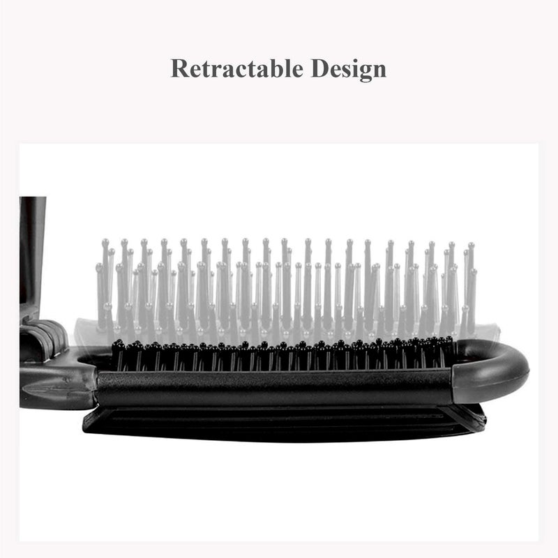 Ancable Travel Hair Brush for Women, Mini Folding hair Brush for Wet & Dry, Ultrasoft Small Pocket Mirror Brush for All Hair Types, Black - Image 3