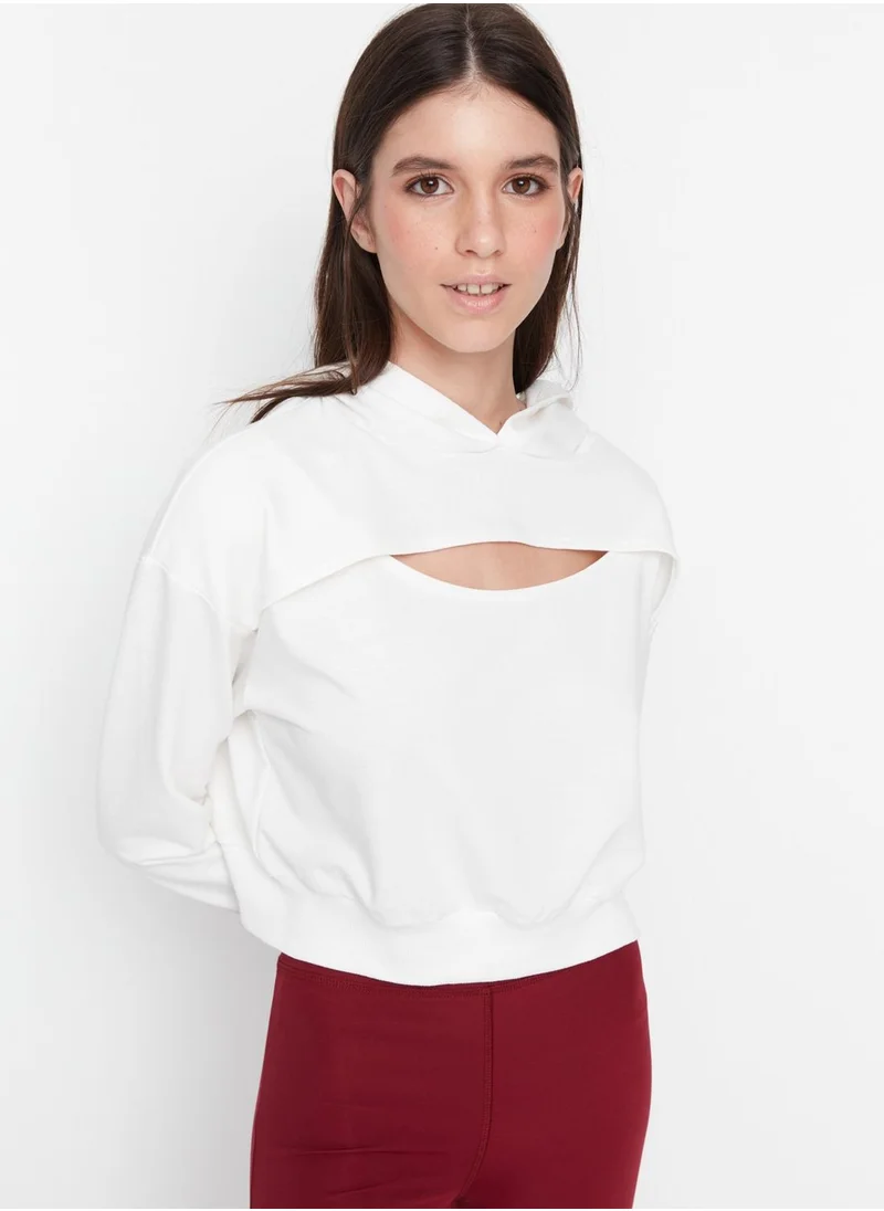 trendyol Cut Out Detail Hoodie