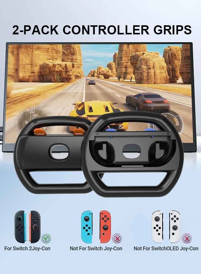 بشكل مختصر مقبض عجلة القيادة لأجهزة التحكم Nintendo Switch 2، ملحقات سباق مريحة لـ Joycon 2، لألعاب Mario Kart 8 Deluxe Switch - برتقالي وأزرق - Image 5