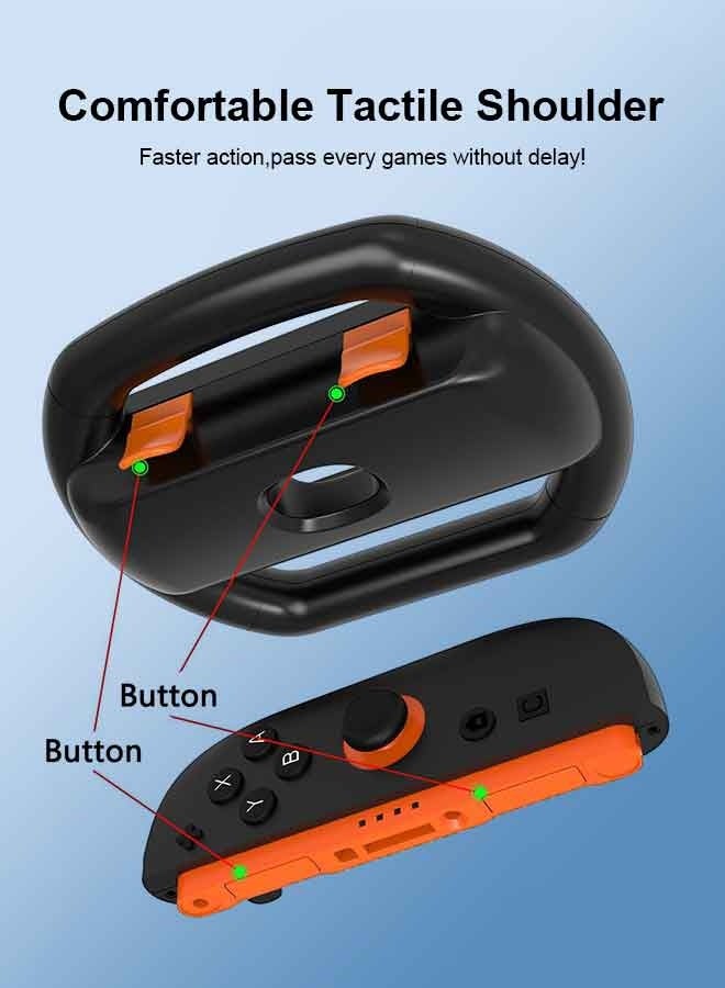 بشكل مختصر مقبض عجلة القيادة لأجهزة التحكم Nintendo Switch 2، ملحقات سباق مريحة لـ Joycon 2، لألعاب Mario Kart 8 Deluxe Switch - برتقالي وأزرق - Image 3