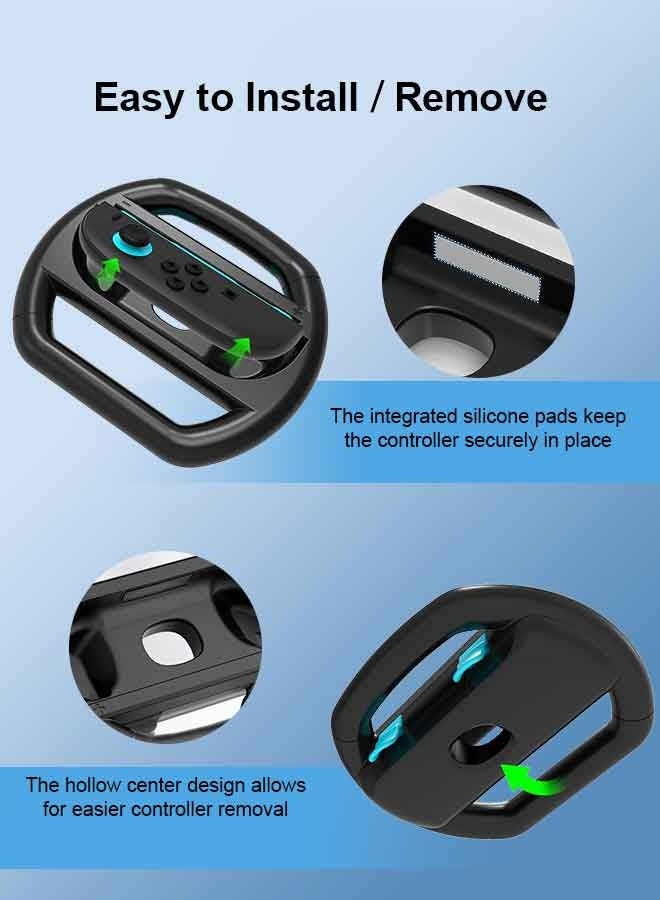 بشكل مختصر مقبض عجلة القيادة لأجهزة التحكم Nintendo Switch 2، ملحقات سباق مريحة لـ Joycon 2، لألعاب Mario Kart 8 Deluxe Switch - برتقالي وأزرق - Image 4