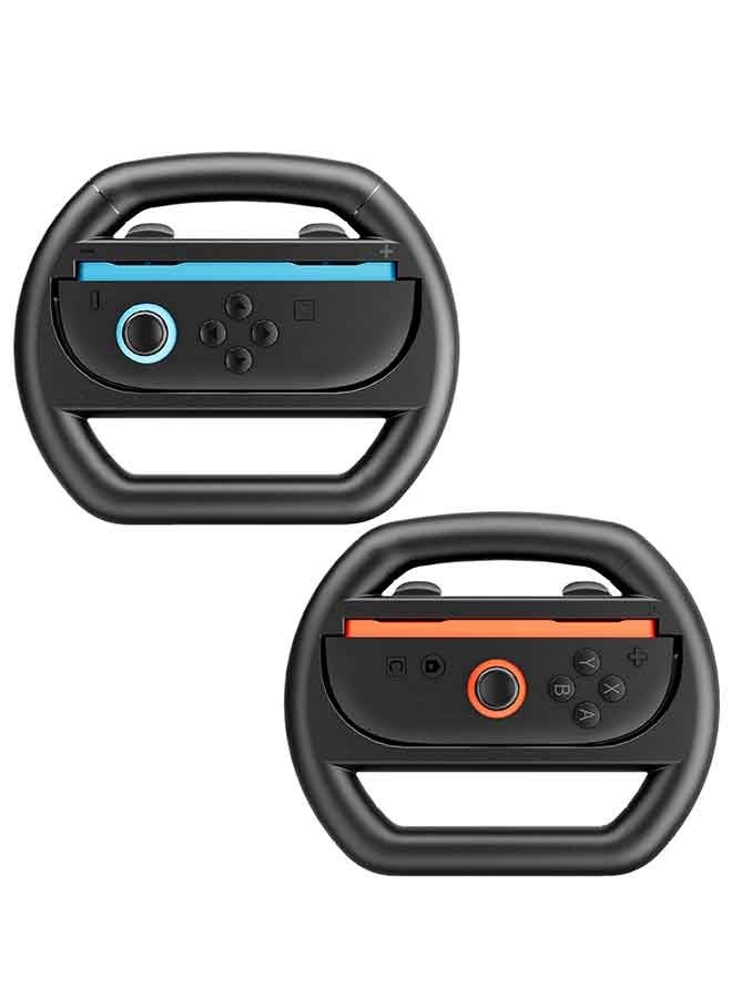بشكل مختصر مقبض عجلة القيادة لأجهزة التحكم Nintendo Switch 2، ملحقات سباق مريحة لـ Joycon 2، لألعاب Mario Kart 8 Deluxe Switch - برتقالي وأزرق - Image 1