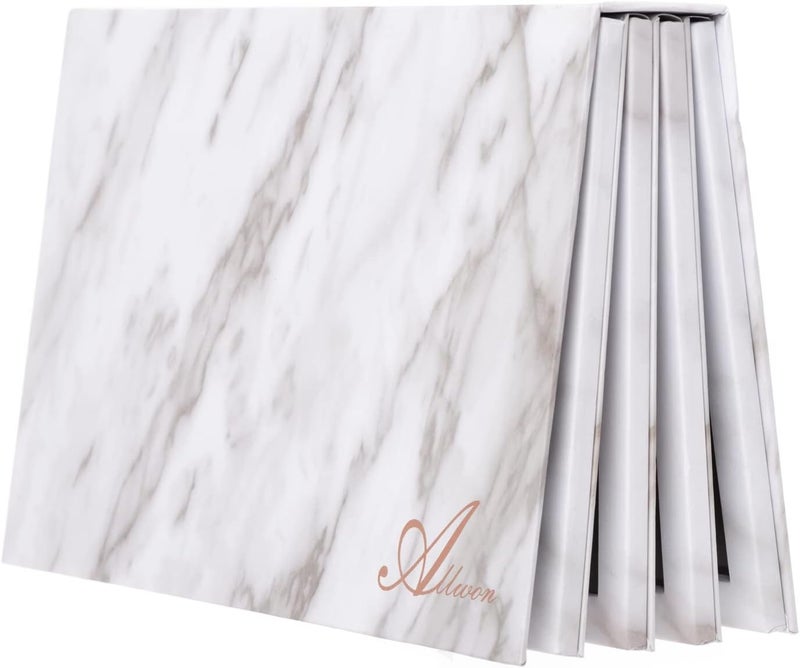 Allwon 4-Layer Book Shaped Marble Magnetic Palette Large Empty Makeup Palette Storage Box for Eyeshadow Lipstick Blush Powder (White)