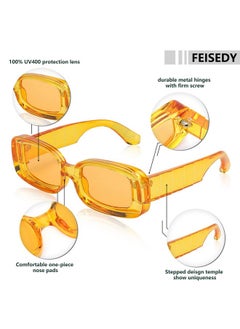 FEISEDY Trendy Rectangle Sunglasses Retro 90S Candy Color Chunky Frame Square Sun Shades Women Men B2307  - Image 5