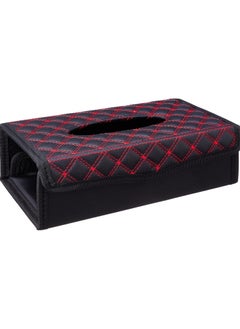 Generic Tissue Box Holder - Black with Red Stitching  - Image 2