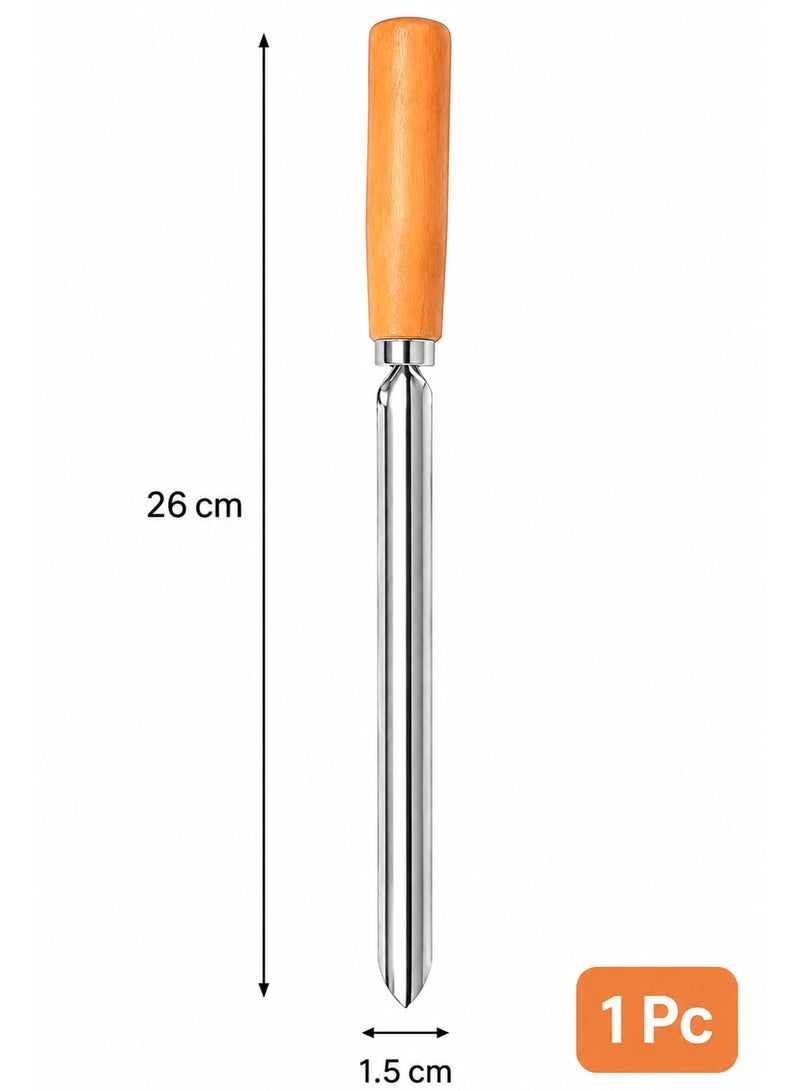 Stainless Steel Vegetable Corer with Wooden Handle, 26cm Vegetable Core Remover for Zucchini, Eggplant, Squash, Potatoes, Cucumbers & Stuffed Vegetables - Image 2