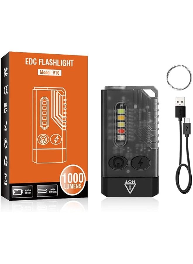 PROMASS promass V10 EDC Flashlight with Red UV Blue Green Yellow White Light Emergency Signals Fluorescent Powerful 1000lm Rechargeable Mini Pocket IPX4 multi-colors and brightness Waterproof Magnetic end  - Image 3