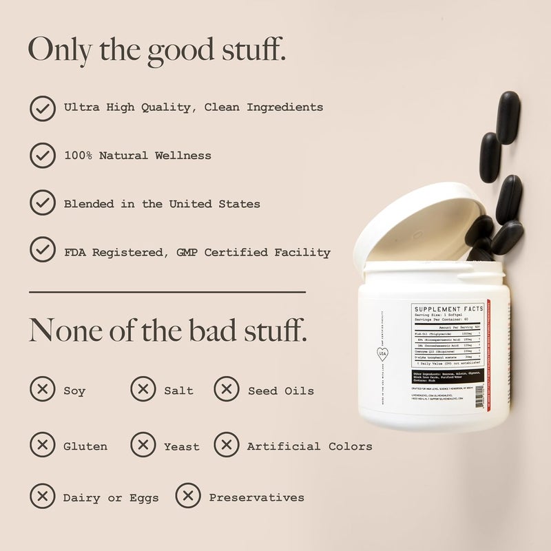 High Level Science CoQ10 Omega3 Vitamin E Cardiologist Formulated for Heart  Body  Mind Health DHAEPA Antioxidant for Energy Superior Bioavailable Fish Oil Gluten Free 60 Softgels  2 Pack - Image 5