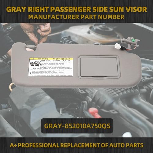 Dasbecan Grey Right Passenger Side Sun Visor Compatible with Hyundai Sonata 2005 2006 2007 2008 Replaces 852013K010QD 852020A750QSQQH - Image 3