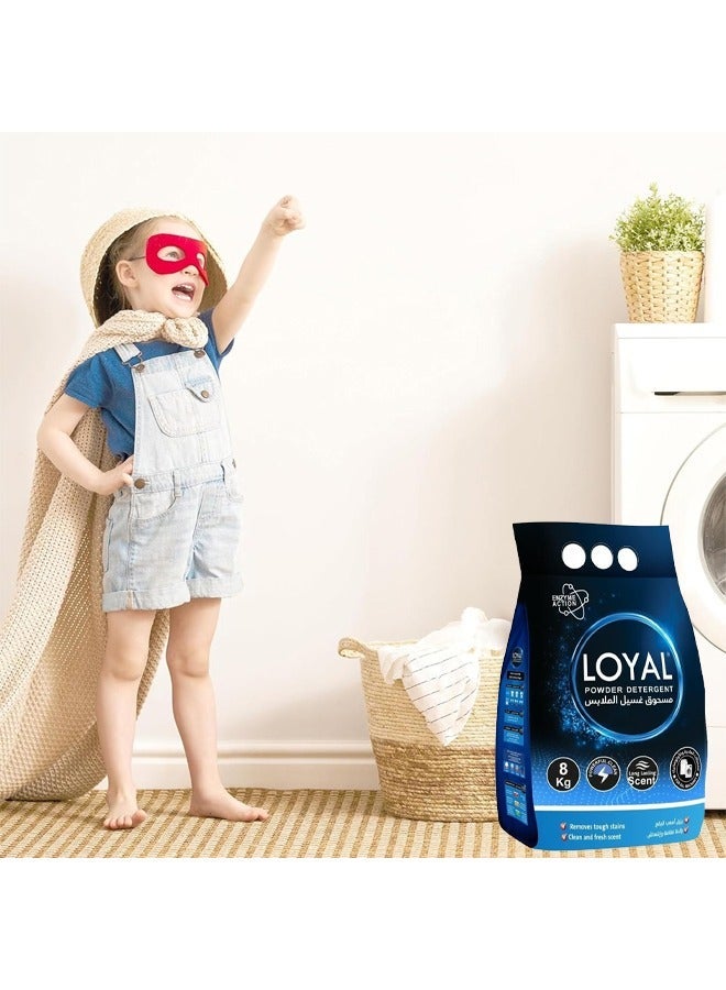 لويال مسحوق غسيل 8 كجم - إزالة عميقة للبقع، نعومة، بياض ناصع ورائحة منعشة تدوم طويلاً - Image 3