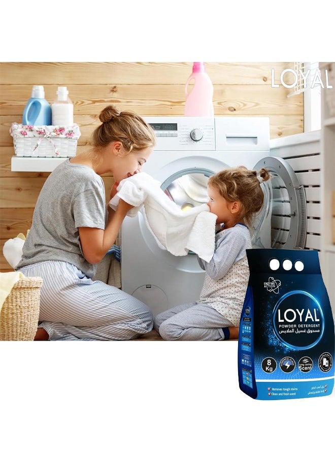 loyal Laundry Detergent Washing Powder 8kg – Deep Stain Removal, Softness, Bright Whites & Long-Lasting Fresh Scent  - Image 4