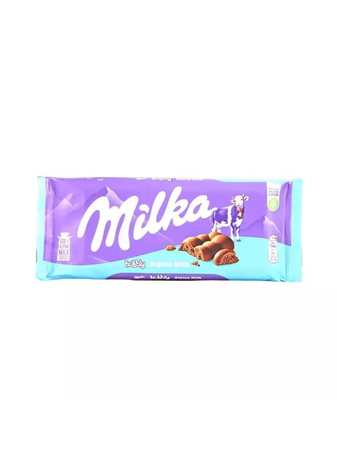 Milka Bubbly Alpine Milk Chocolate Bar- 90gms - Image 1