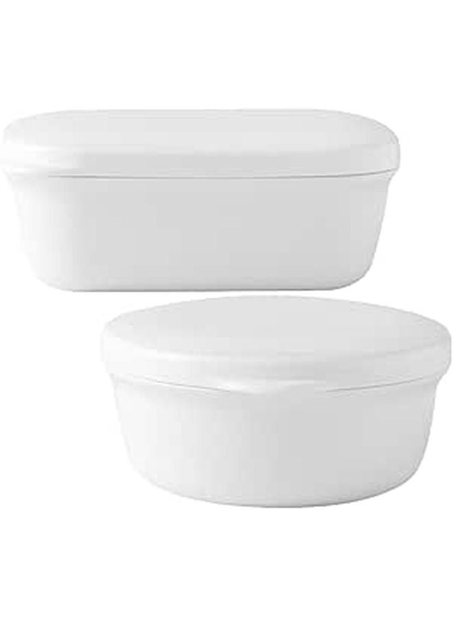 Leakproof Travel Soap Box Set Of 2 White Rectangular Shower Soap Holder With Lid - Image 1