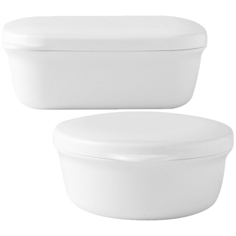 Leakproof Travel Soap Box Set Of 2 White Rectangular Shower Soap Holder With Lid - Image 2