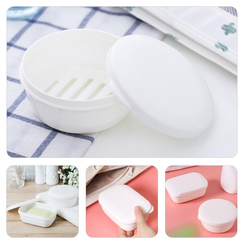 Leakproof Travel Soap Box Set Of 2 White Rectangular Shower Soap Holder With Lid - Image 5