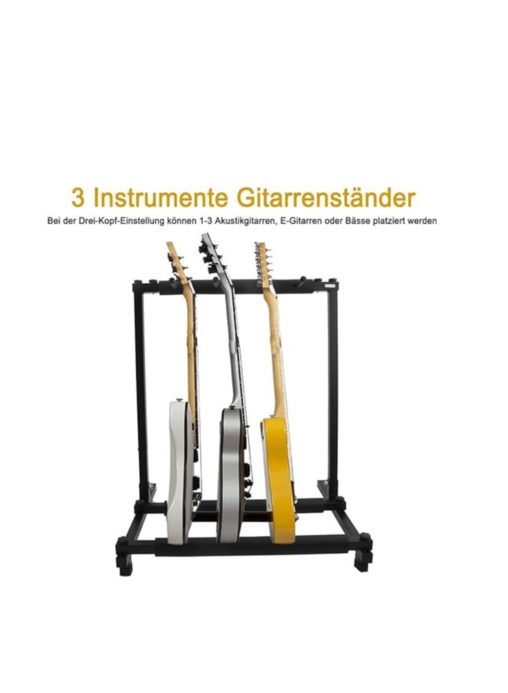 Generic Tripod Multiple Guitar Holder, Foldable with Wheels, Guitar Stand, Multi-Guitar Rack for Acoustic Guitar, Classical Guitar, Acoustic Bass, Electric Guitar, - Image 3