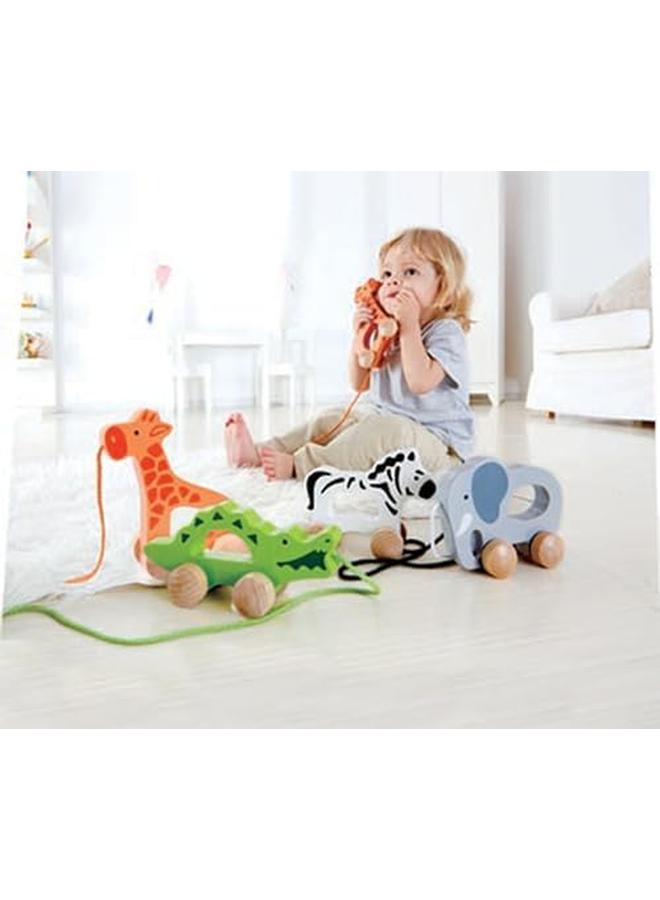 Hape Giraffe Wooden Push And Pull Toddler Toy Orange L 5.3 W 2.4 H 5.9 Inch E0906 - Image 2