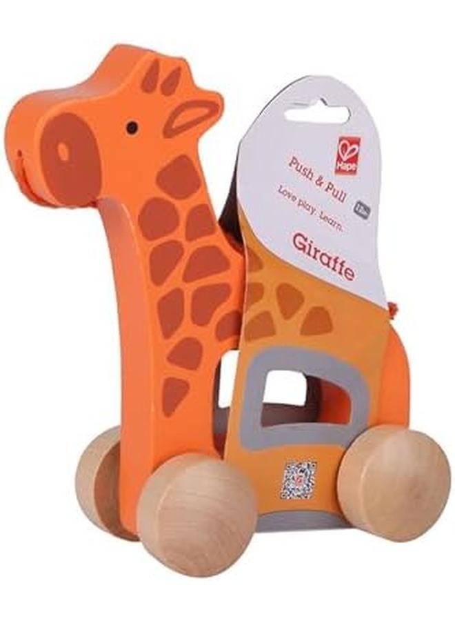 Hape Giraffe Wooden Push And Pull Toddler Toy Orange L 5.3 W 2.4 H 5.9 Inch E0906 - Image 4