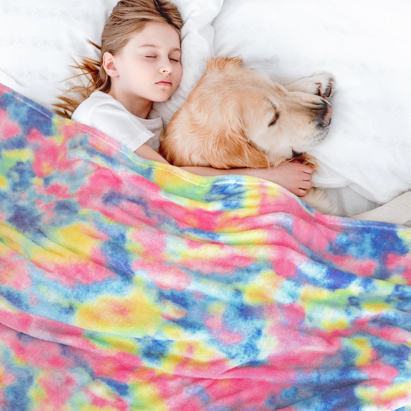 MUGD Soft Rainbow Blankets Fleece Soft Fuzzy Throws Kids Warm Easter Blanket for Bed Couch, Kids Colorful Gifts Easter Throw Basket Stuffers - Image 3
