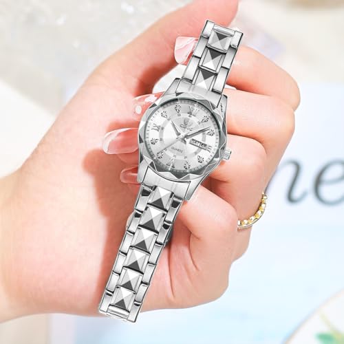 OPK Watch for Women Silver Bling Diamond Business Female Watch Stainless Steel Easy to Read Small Ladies Wrist Watches Luminous Waterproof - Image 5
