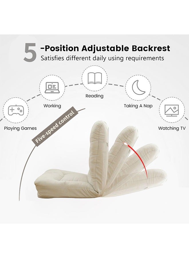 Hihonor Lazy Boy Sofa,Floor Sofa Chair,Adjustable 5 Angles,Folding Sofa Bed for Gaming/Sleeping(Beige) - Image 2