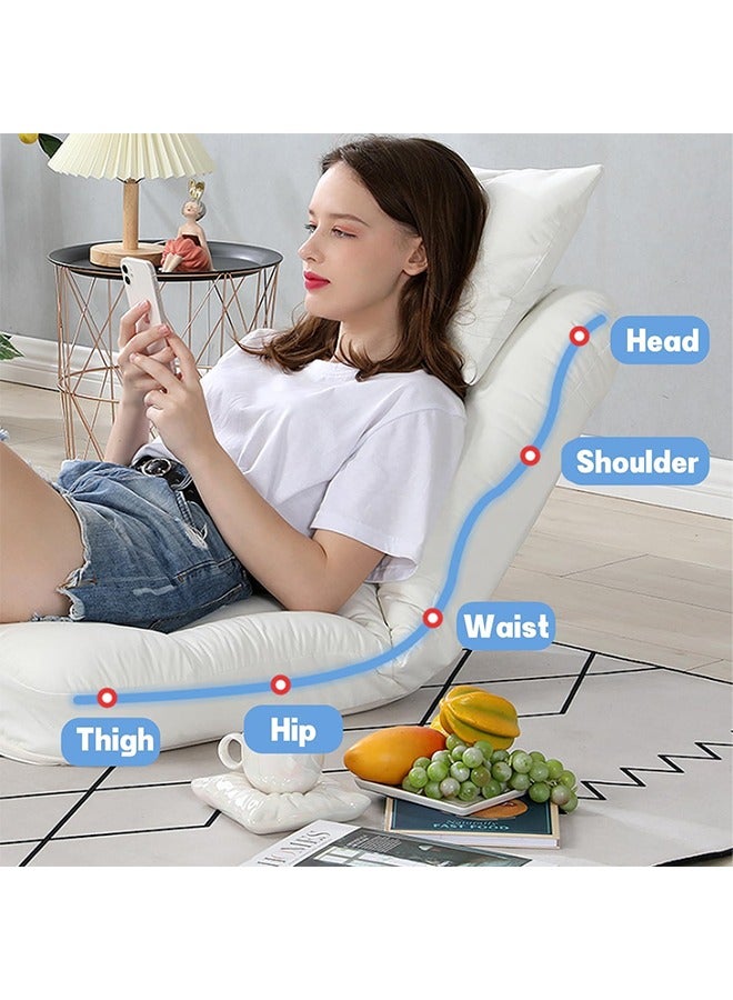 Hihonor Lazy Boy Sofa,Floor Sofa Chair,Adjustable 5 Angles,Folding Sofa Bed for Gaming/Sleeping(Beige) - Image 4