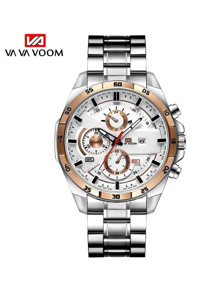 VA VA VOOM Men's Quartz Watch Fashion Classic Racing Series Sports, Waterproof Date Stainless Steel - Image 1