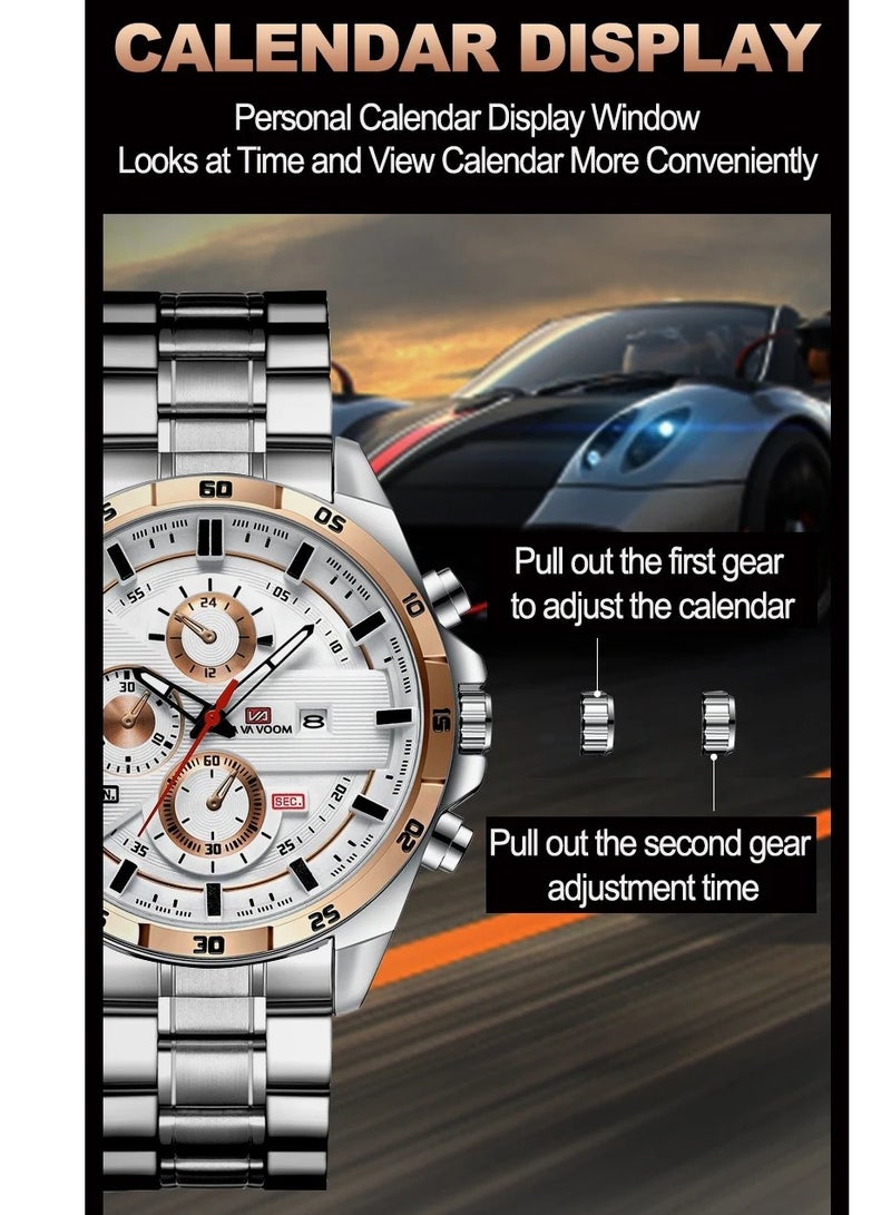 VA VA VOOM Men's Quartz Watch Fashion Classic Racing Series Sports, Waterproof Date Stainless Steel - Image 2