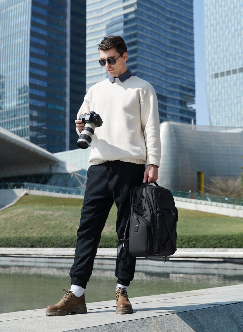 ARCTIC HUNTER Professional Camera Backpack Shock Proof Water Resistant with Separate Laptop Compartment TSA Opening Daypack for Men and Women B00575 Black - Image 2