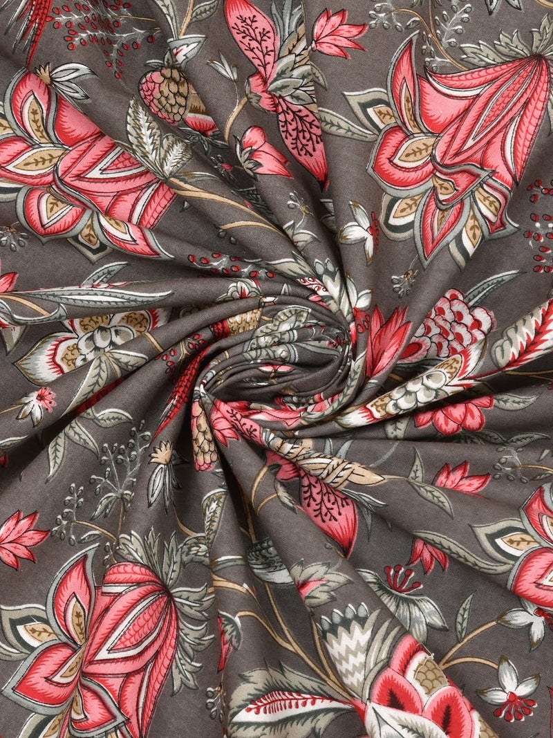 Clasiko 4 Seater Oval Dining Table Cover| 54x78 Inches| Material - Cotton| Dark Grey & Pink 81008 - Image 5