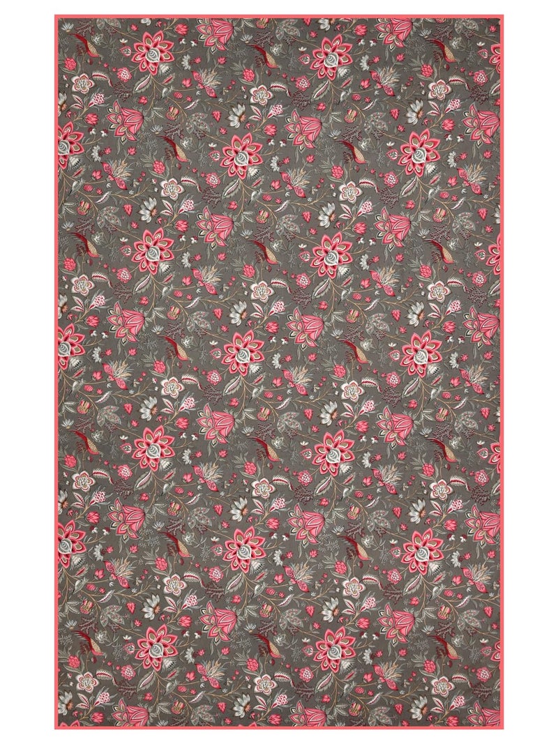 Clasiko 4 Seater Oval Dining Table Cover| 54x78 Inches| Material - Cotton| Dark Grey & Pink 81008 - Image 4