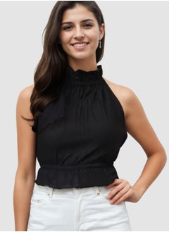 Pretty Frilled Halter Neck Top