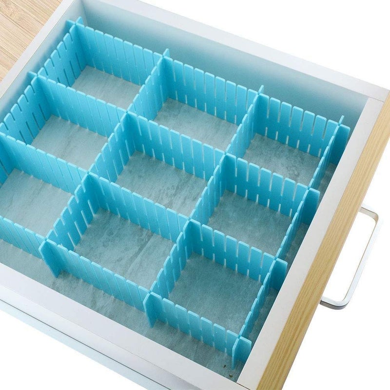 APRAS Plastic Adjustable Storage Organizer Drawer Divider for Home Kitchen for Makeup Tools Kitchen Cutlery Office Desk Clinic Bedroom 40 PCS Blue Colour - Image 5