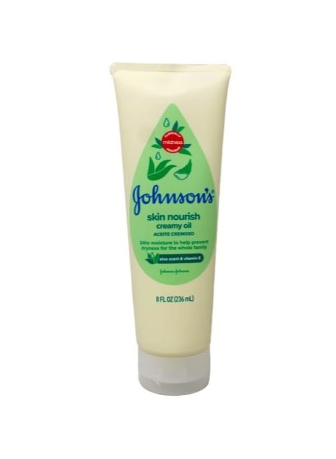 Johnson's Baby Creamy Oil with Aloe & Vitamin E, Moisturizing Baby Body Lotion for Delicate Skin, Hypoallergenic and Free of Parabens, Phthalates, and Dyes, 8 Fl Oz, Pack of 3 - Image 5