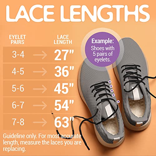 Miscly Round Shoelaces [1 Pair] 5/32″ Thick - For Shoes, Sneakers & Boots (54″, Black) - Image 4