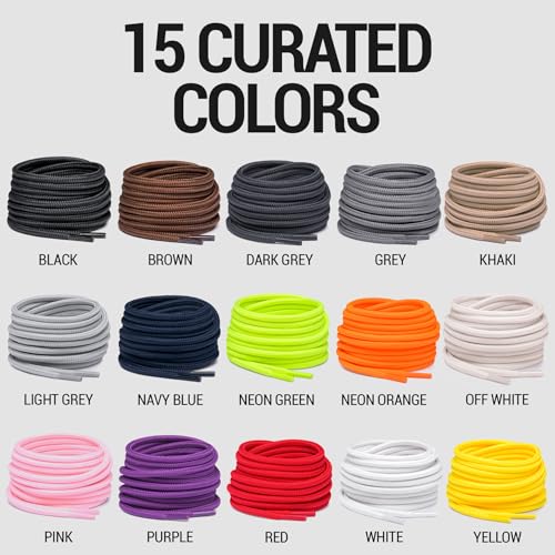 Miscly Round Shoelaces [1 Pair] 5/32″ Thick - For Shoes, Sneakers & Boots (54″, Black) - Image 2