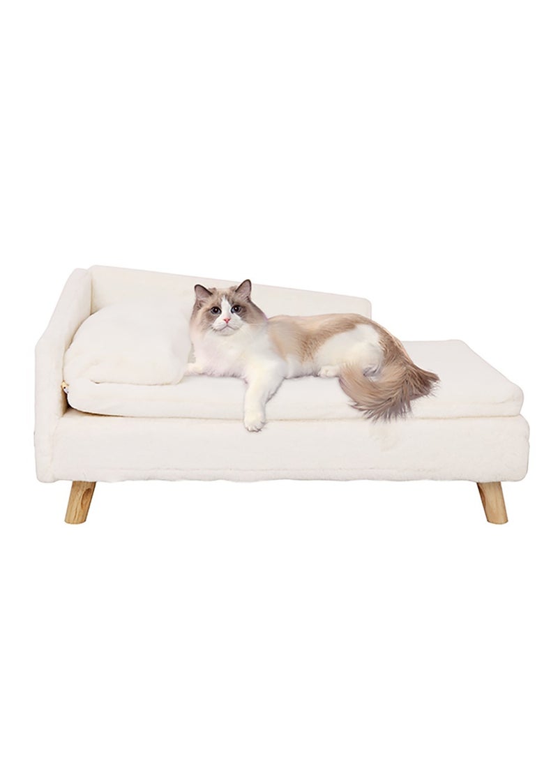 ويسفور سرير أريكة مرتفع للكلب على شكل حرف L مع أرجل خشبية متينة - سرير كرسي للحيوانات الأليفة من الفرو المخملي الشمالي مع وسادة ناعمة قابلة للإزالة ووسادة - Image 1