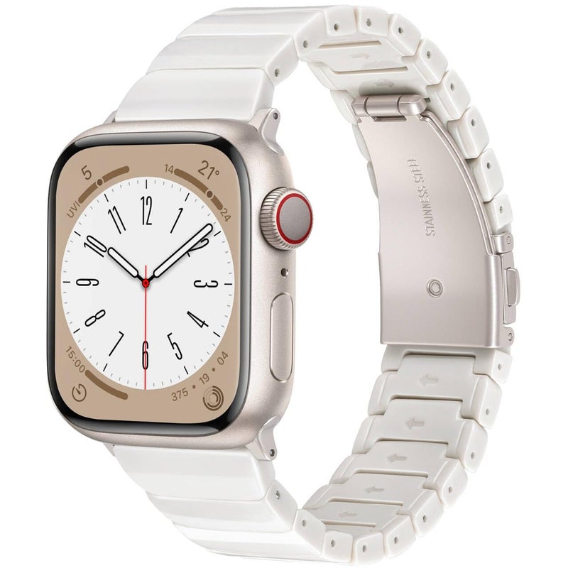 V-MORO Resin Band Compatible with Apple Watch Series 11/10 41mm/40mm/38mm/42mm Women Men Fashion Strap for iWatch Series 9/8/7/6/5/4/3/2/1/SE/SE 2 Lightweight Bracelet Wristband(Classic Starlight) - Image 1